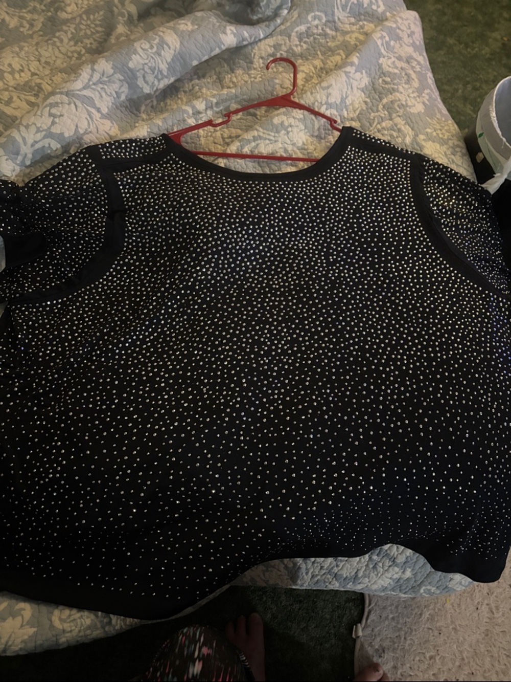 Woman Within Black Polka Dot Short Sleeve Sweatshirt